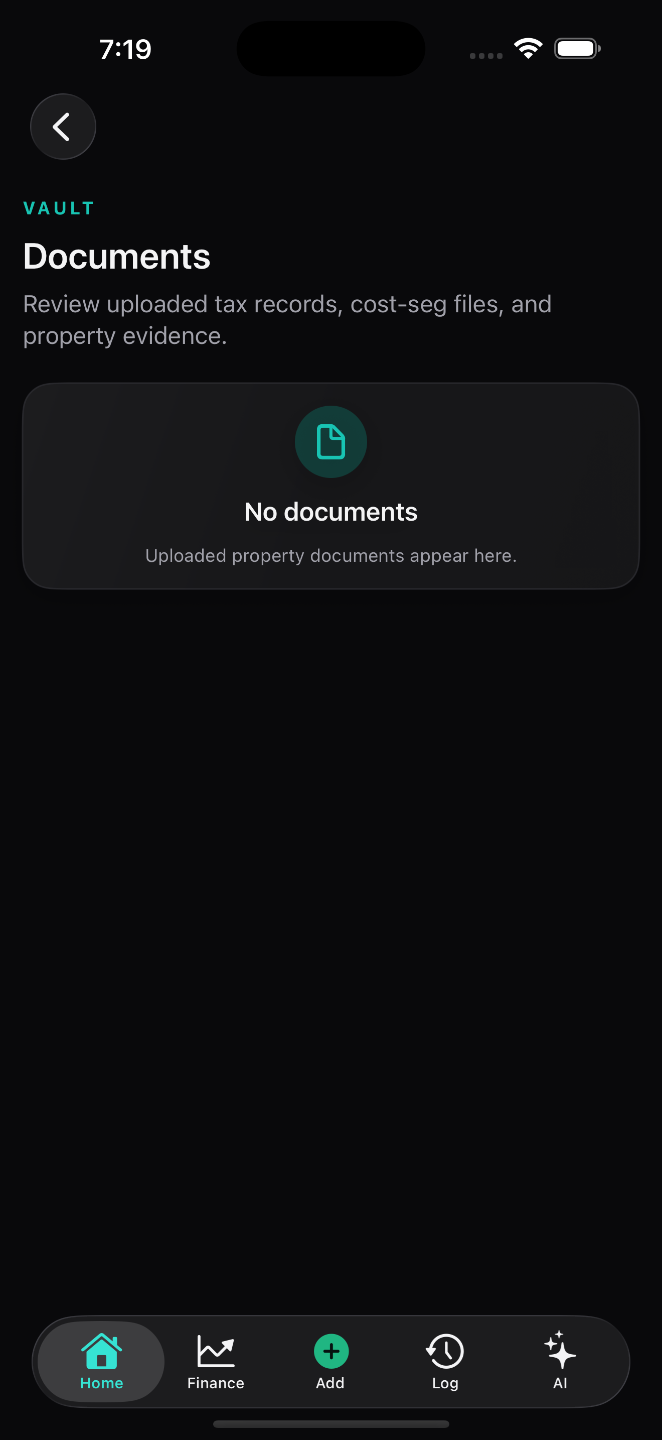 Per-property document vault